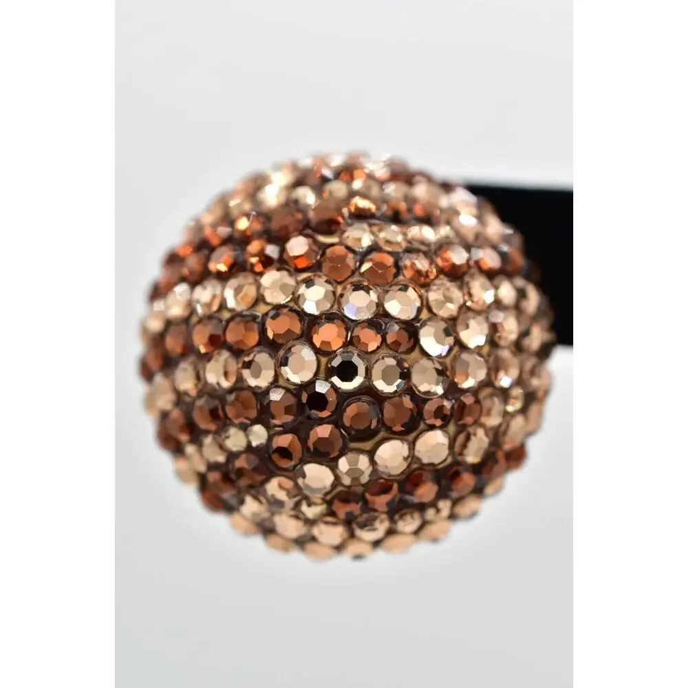 Bellini Formart Vintage Crystal Clip On Earrings Round Tiger Signed 1980s BinBK